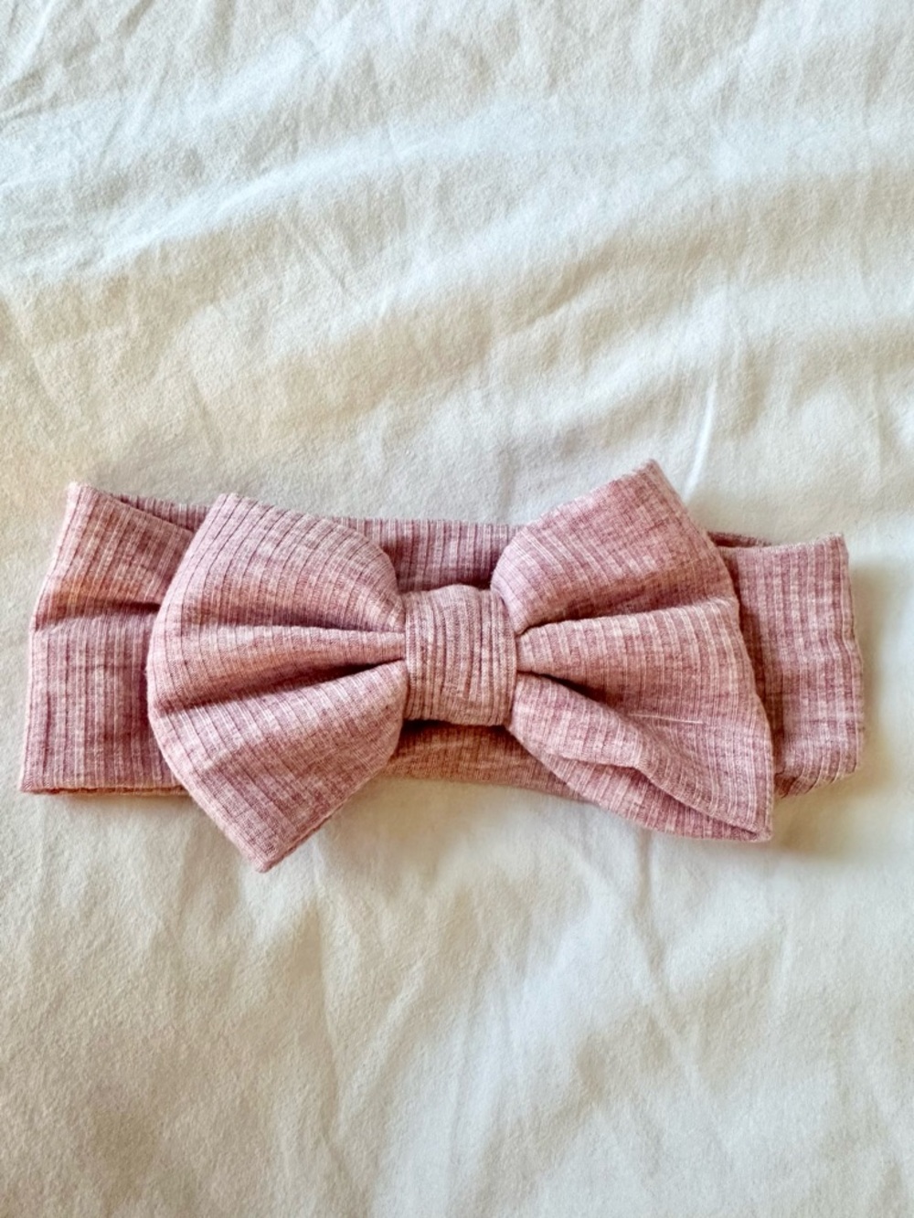 Little Sleepies Dusty Pink Bow Luxe Headband - Soft Knit Hair Accessory